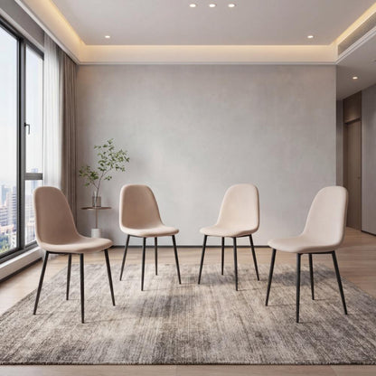 Set de 4 Sillas de Comedor Margarita, Beige, con Espaldar y Diseño Moderno