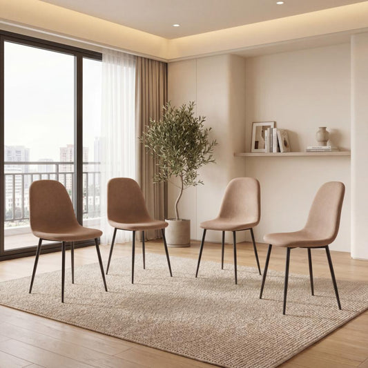 Set de 4 Sillas de Comedor Margarita, Café, con Espaldar y Diseño Moderno