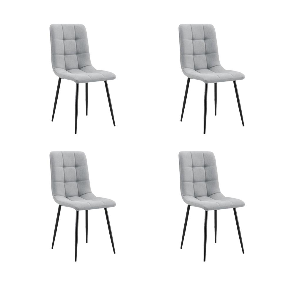 Set de 4 Sillas de Comedor Flex, Color Gris, con Espaldar y Diseño Moderno