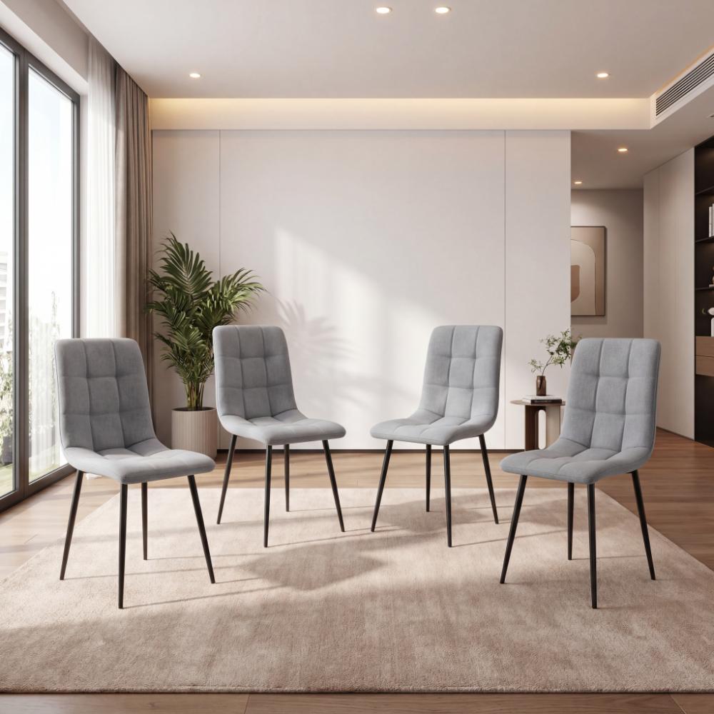 Set de 4 Sillas de Comedor Flex, Color Gris, con Espaldar y Diseño Moderno