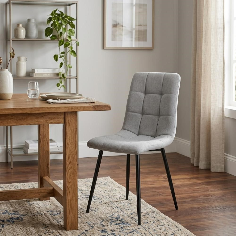 Set de 4 Sillas de Comedor Flex, Color Gris, con Espaldar y Diseño Moderno