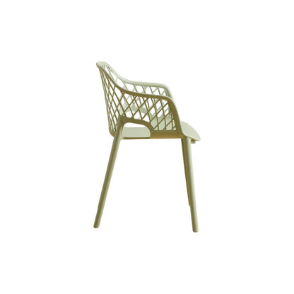 Silla con Brazos Casablanca, Verde Olivo, con espaldar en diamantes y estilo moderno, abierto