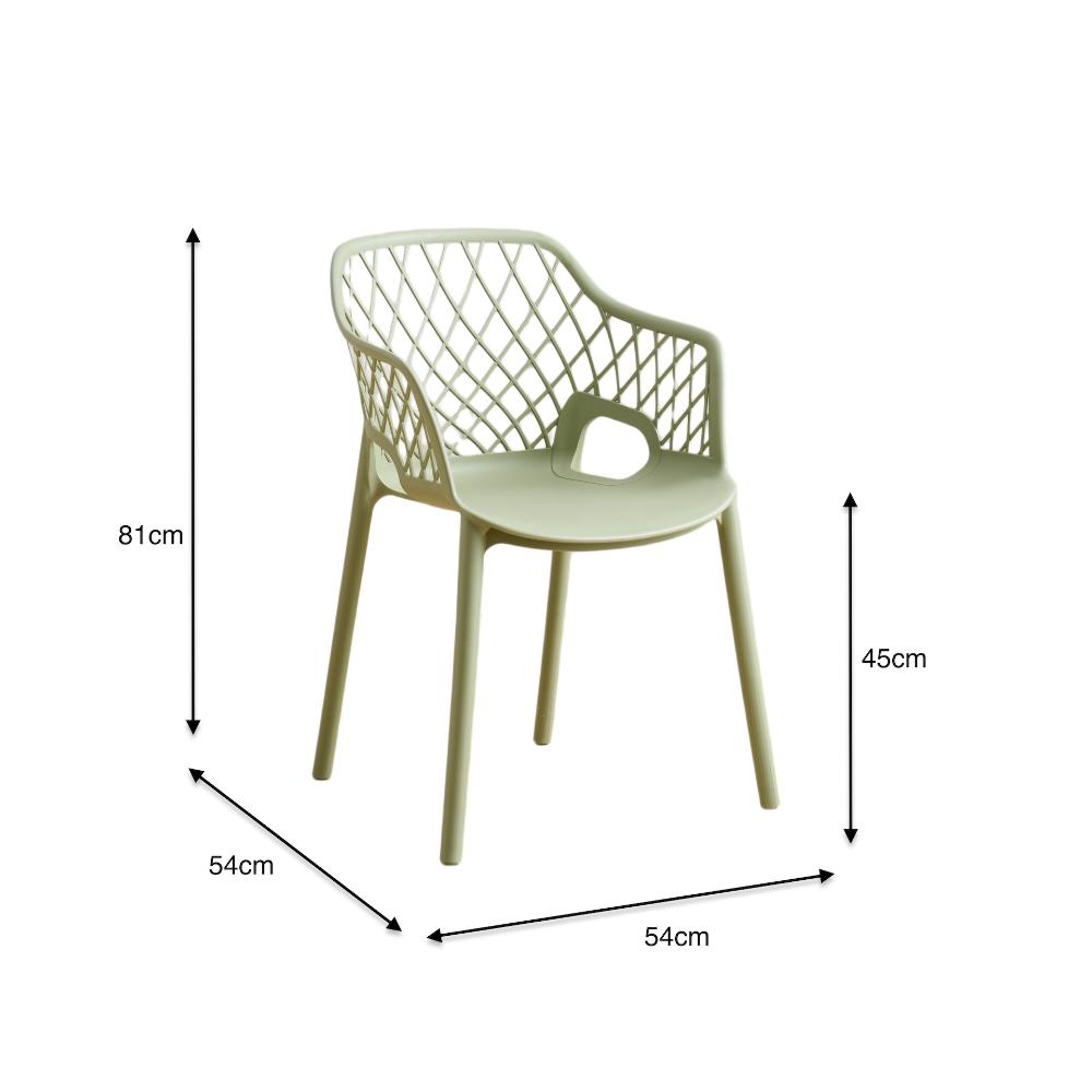Silla con Brazos Casablanca, Verde Olivo, con espaldar en diamantes y estilo moderno, detalle de pat