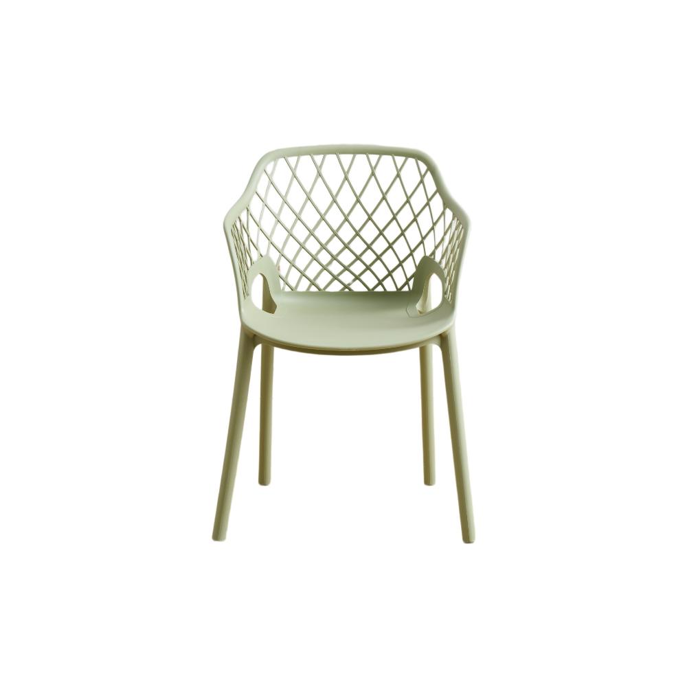 Silla con Brazos Casablanca, Verde Olivo, con espaldar en diamantes y estilo moderno, vista superior