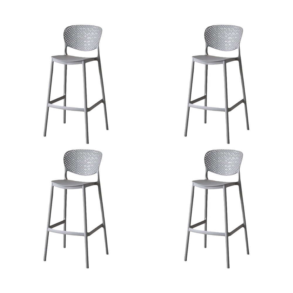 Set de 4 Sillas para Bar Río, Color Gris Oscuro, Diseño Moderno, vista frontal