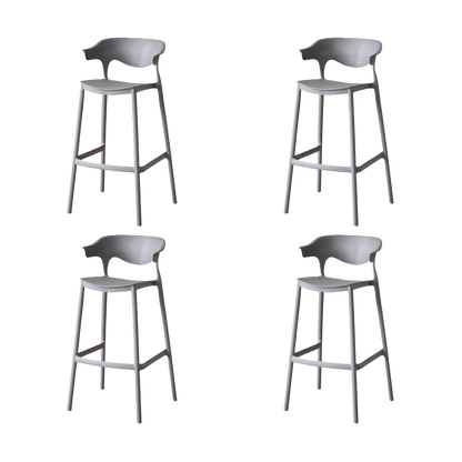 Set de 4 Sillas para Bar Elena, Color Gris Oscuro, Diseño Moderno