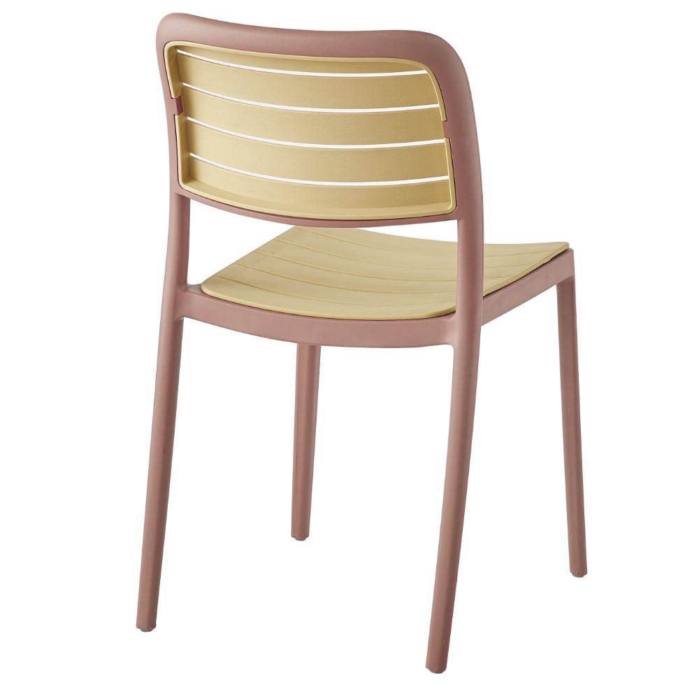 Set de 2 Sillas Carolina, Color Terracota y Beige, con Espaldar de Líneas Horizontales