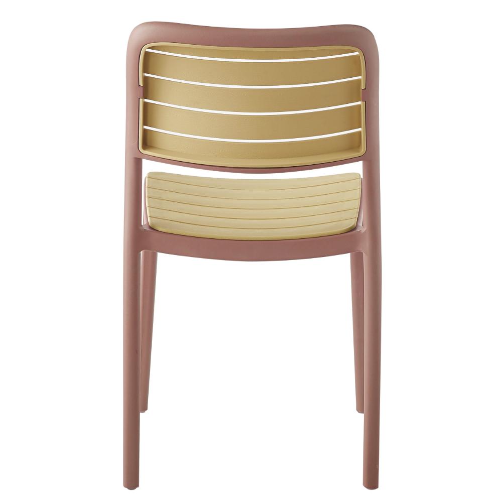 Set de 2 Sillas Carolina, Color Terracota y Beige, con Espaldar de Líneas Horizontales