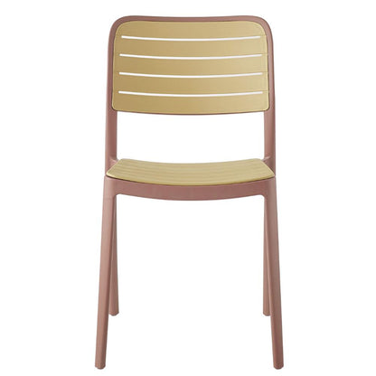 Set de 2 Sillas Carolina, Color Terracota y Beige, con Espaldar de Líneas Horizontales