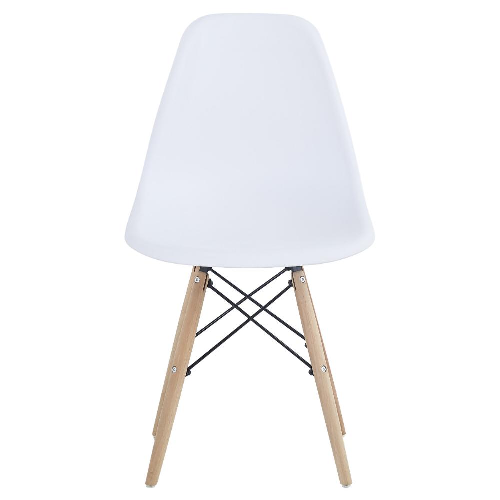 Silla Eames, Color Blanco, con Patas de Madera, vista posterior