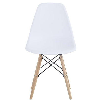 Silla Eames, Color Blanco, con Patas de Madera, vista posterior