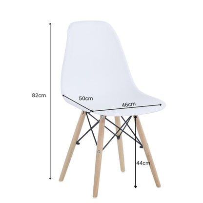 Silla Eames, Color Blanco, con Patas de Madera, detalle de acabado