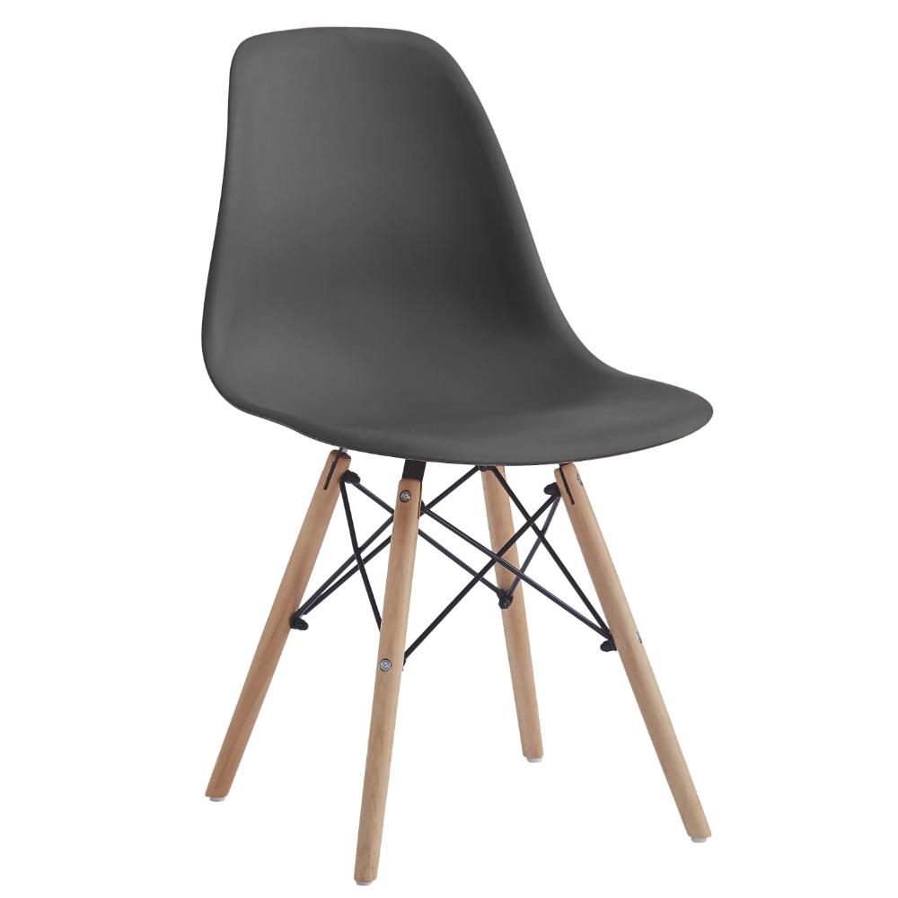 Silla Eames, Color Negro, con Patas de Madera, detalle