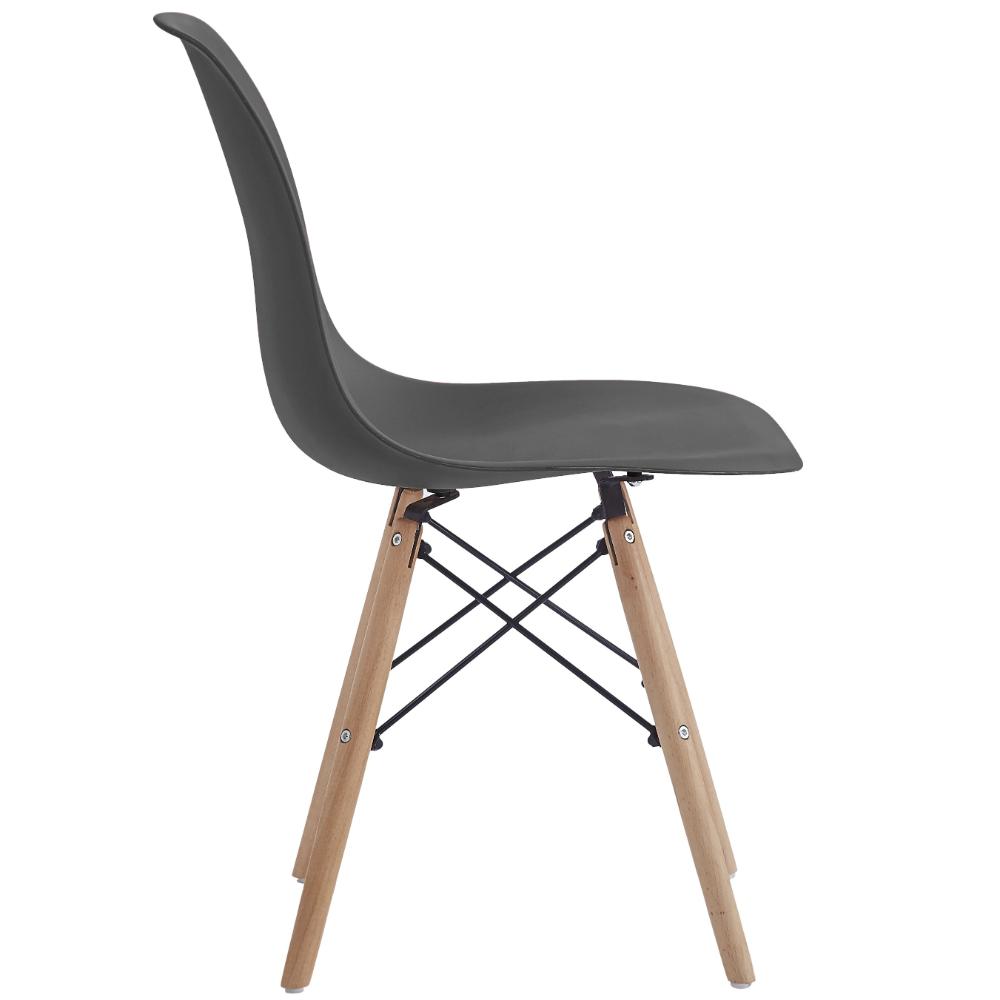 Silla Eames, Color Negro, con Patas de Madera, vista posterior