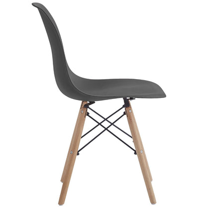 Silla Eames, Color Negro, con Patas de Madera, vista posterior
