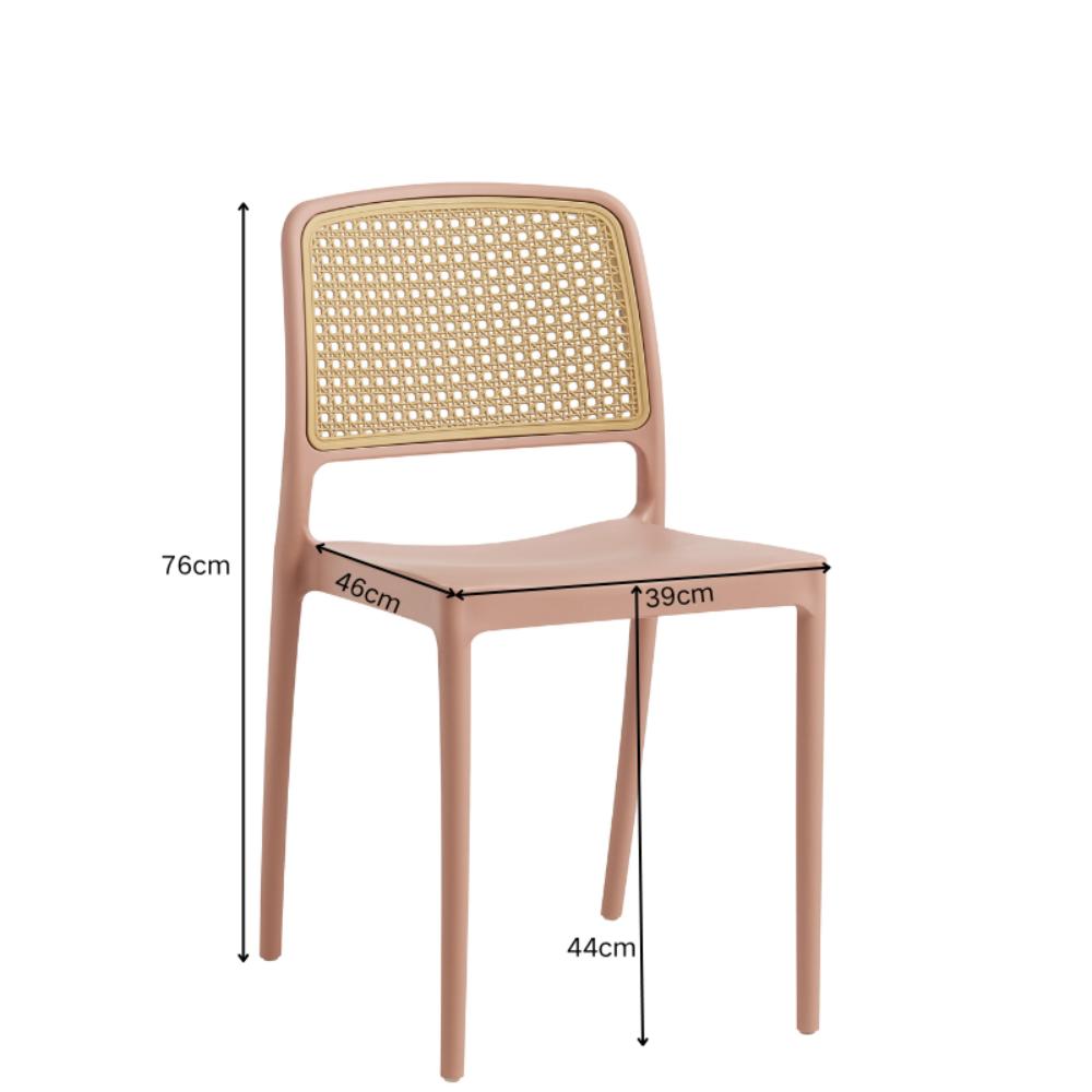 Set de 4 Sillas Texas, Color Terracota y Beige, con Espaldar Transpirable