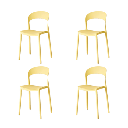 Set de 4 Sillas Patrick, Color Amarillo, con Espaldar y Diseño Moderno