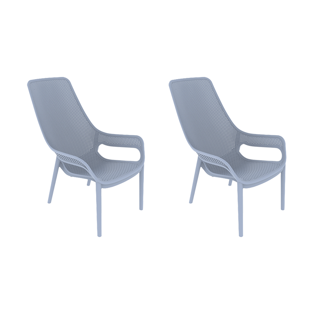 Set de 2 Sillas Lounge Mayorca, Azul Claro, con Espaldar y Reposa Brazos