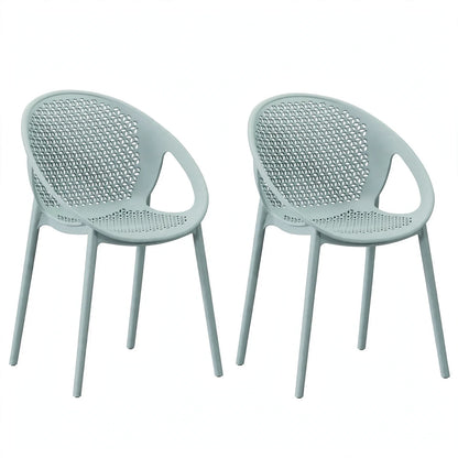 Set de 2 Sillas Selva con Brazos, Color Azul Claro, con Espaldar
