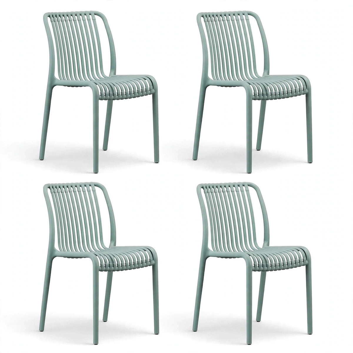 Set de 4 Sillas Terra, Color Azul Claro, con Espaldar
