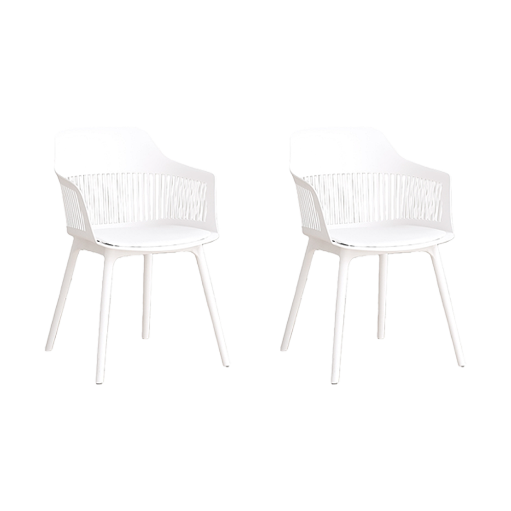 Set de 2 Sillas con Cojín Max, Color Blanco, con Espaldar en Rejilla