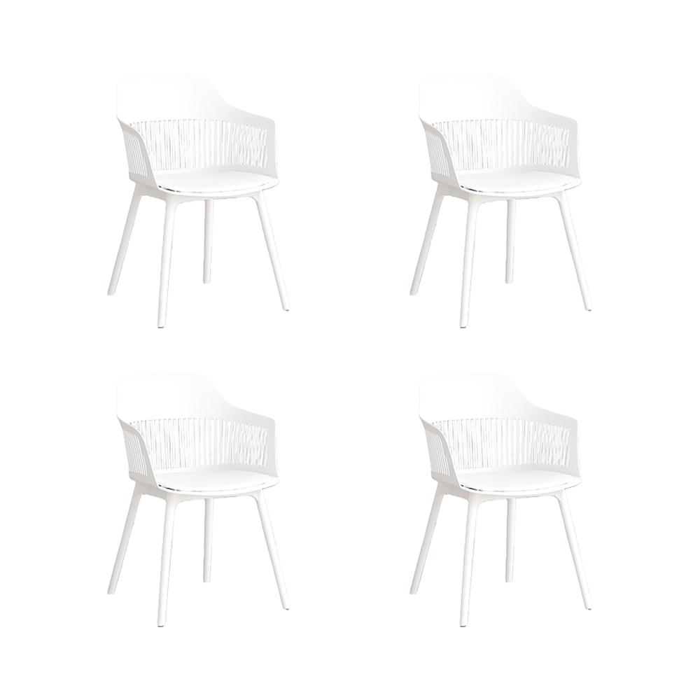 Set de 4 Sillas con Cojín Max, Color Blanco, con Espaldar en Rejilla