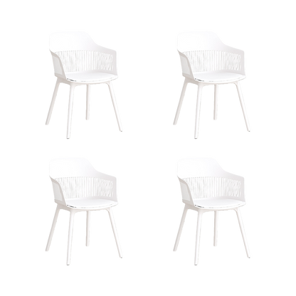 Set de 4 Sillas con Cojín Max, Color Blanco, con Espaldar en Rejilla