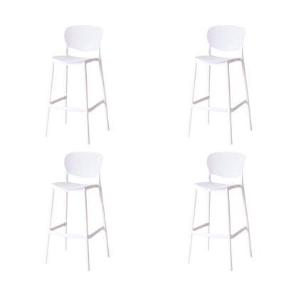 Set de 4 Sillas para Bar Río, Color Blanco, Diseño Moderno