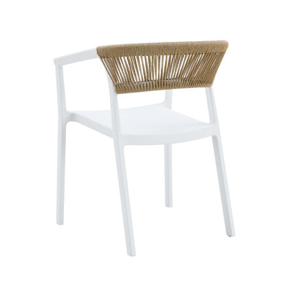 Set de 4 Sillas Balí, Blanco, con Espaldar en Cuerdas y Diseño Moderno