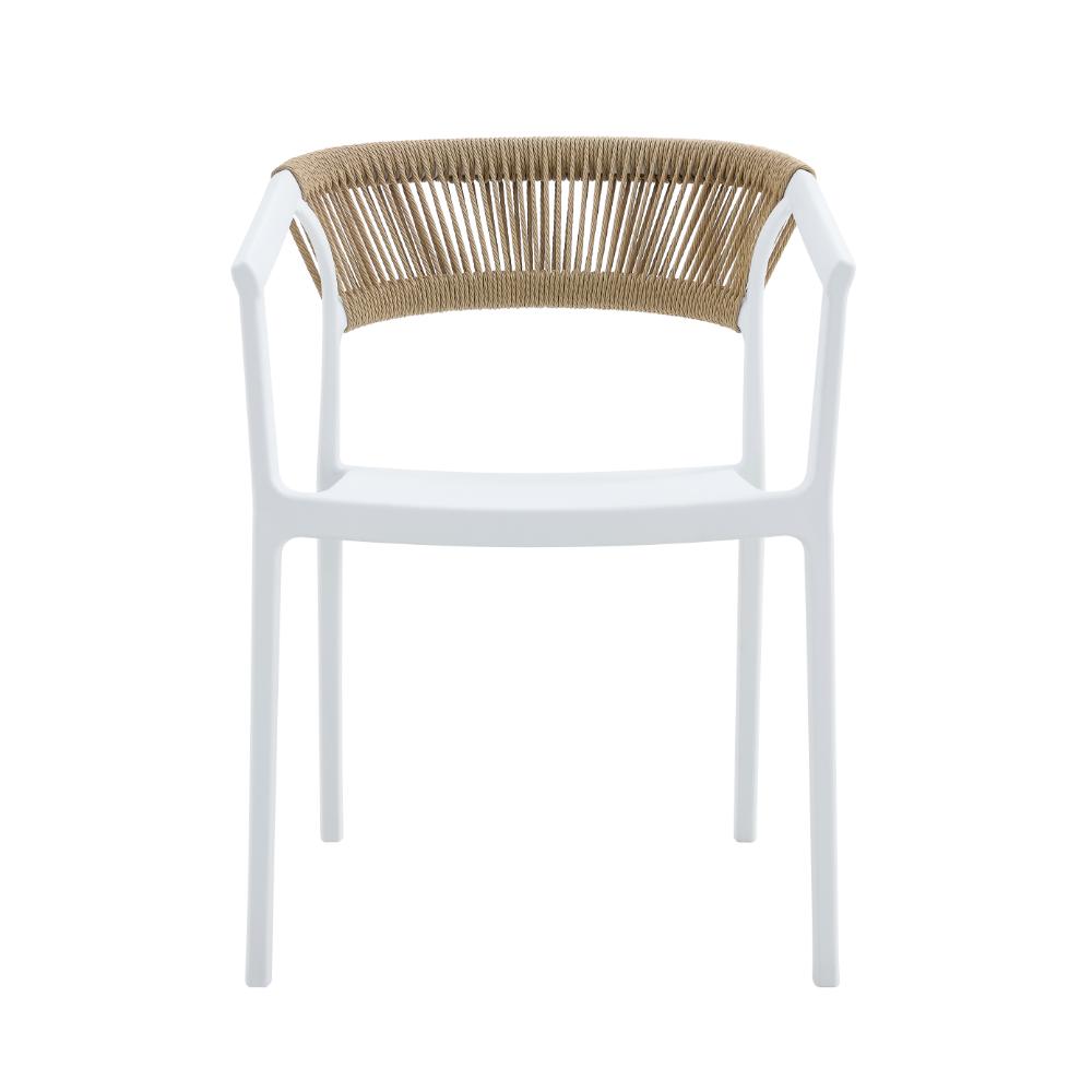 Set de 4 Sillas Balí, Blanco, con Espaldar en Cuerdas y Diseño Moderno