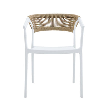 Set de 4 Sillas Balí, Blanco, con Espaldar en Cuerdas y Diseño Moderno