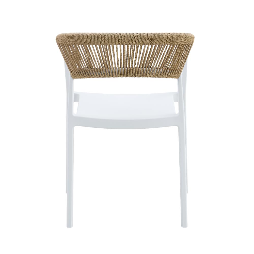 Set de 4 Sillas Balí, Blanco, con Espaldar en Cuerdas y Diseño Moderno