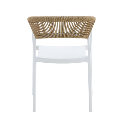 Set de 4 Sillas Balí, Blanco, con Espaldar en Cuerdas y Diseño Moderno