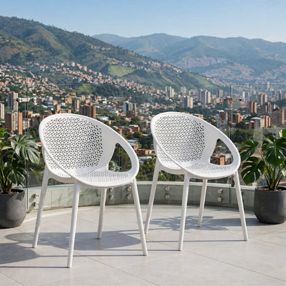 Set de 2 Sillas Selva con Brazos, Color Blanco, con Espaldar