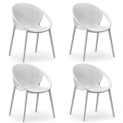 Set de 4 Sillas Selva con Brazos, Color Blanco, con Espaldar