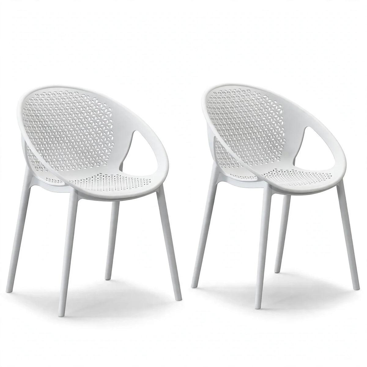 Set de 2 Sillas Selva con Brazos, Color Blanco, con Espaldar