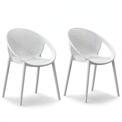 Set de 2 Sillas Selva con Brazos, Color Blanco, con Espaldar