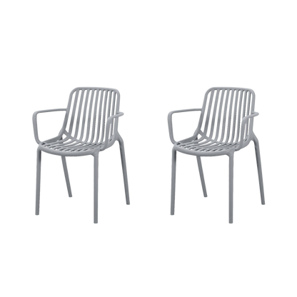 Set de 2 Sillas Parma, Gris, con Espaldar en Rayas y Diseño Minimalista
