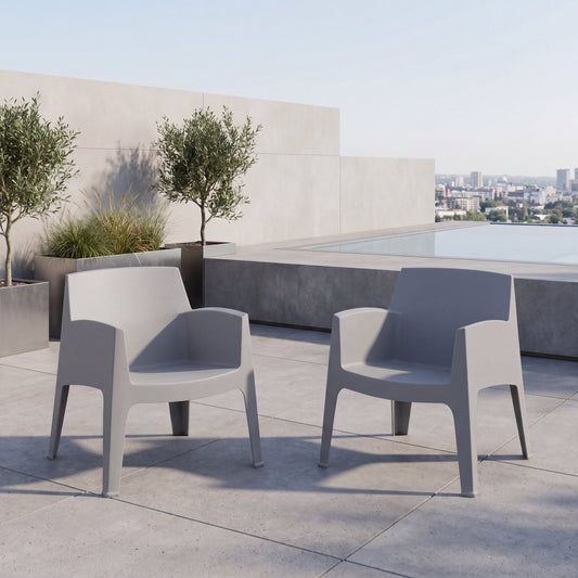 Set de 2 Sillas Lounge Coron, Gris, con Diseño Robusto y Minimalista