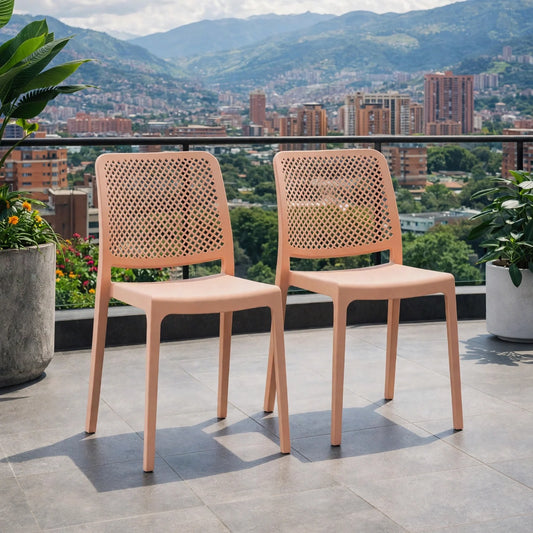 Set de 2 Sillas Manhattan, Mandarina, con Espaldar en Rejilla y Diseño Minimalista