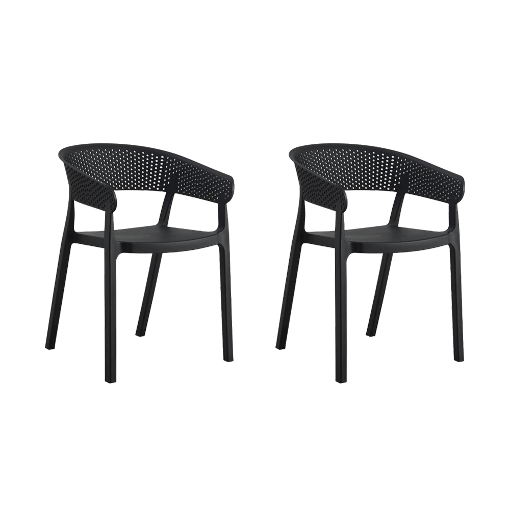 Set de 2 Sillas Manaos, Negro, con Espaldar Minimalista y Diseño Moderno