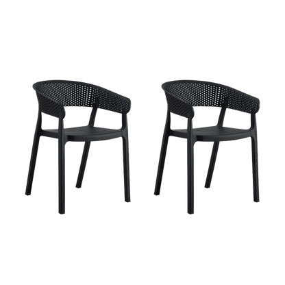 Set de 2 Sillas Manaos, Negro, con Espaldar Minimalista y Diseño Moderno