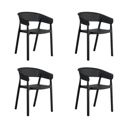 Set de 4 Sillas Manaos, Negro, con Espaldar Minimalista y Diseño Moderno