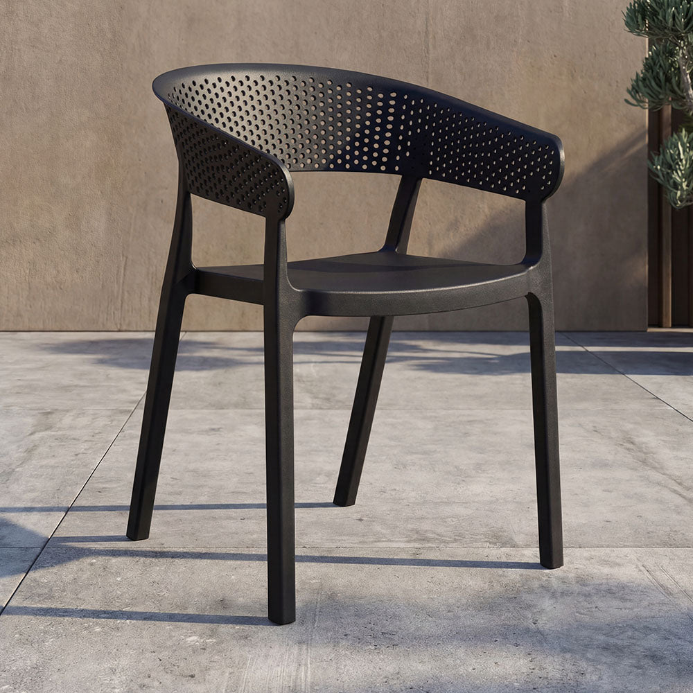 Silla Manaos, Negro, con Espaldar Minimalista y Diseño Moderno