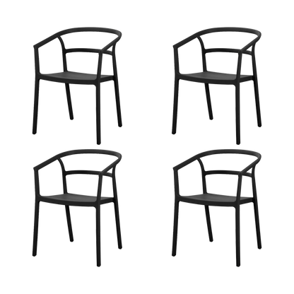 Set de 4 Sillas Porto, Negro, con Espaldar Minimalista y Diseño Moderno
