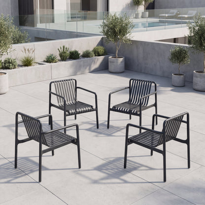 Set de 4 Sillas Lounge Parma, Negro, con Espaldar y Diseño Moderno