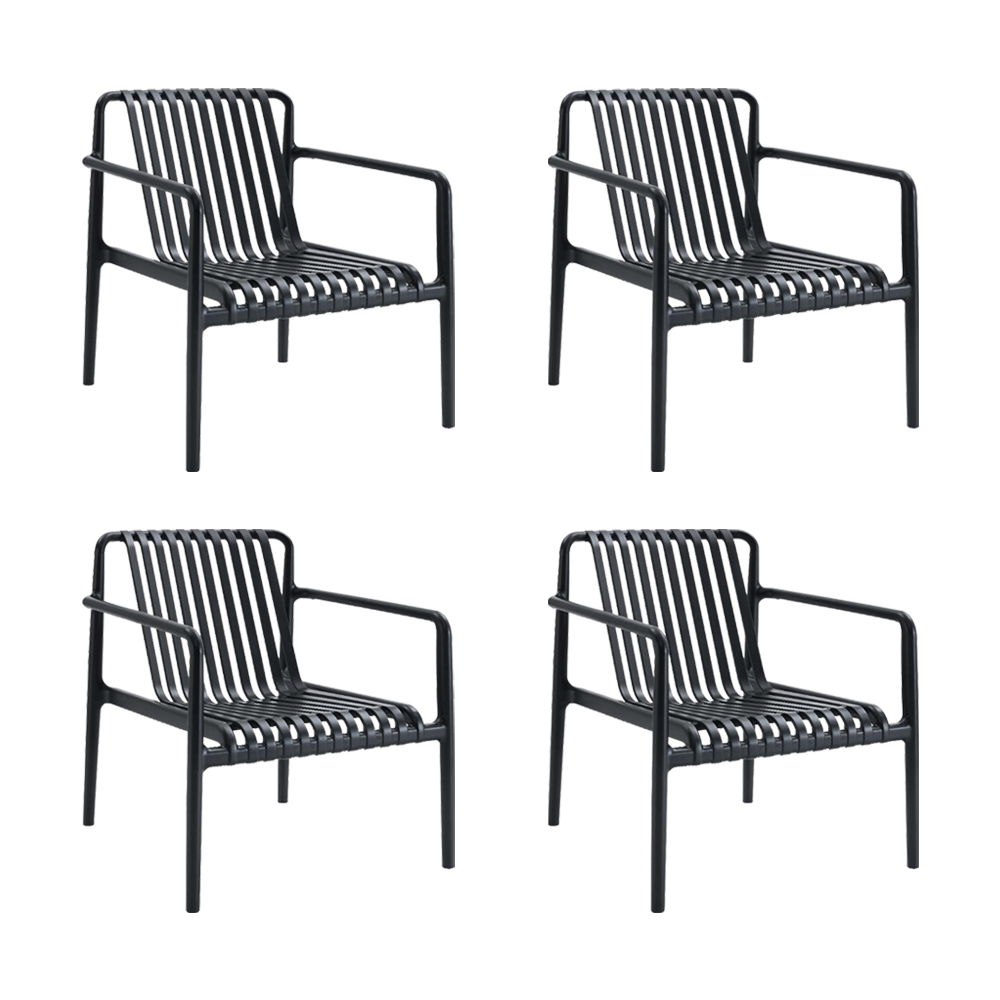 Set de 4 Sillas Lounge Parma, Negro, con Espaldar y Diseño Moderno