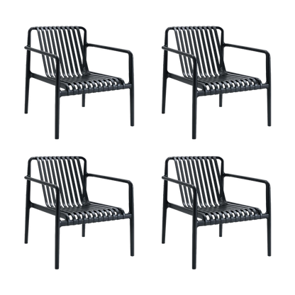 Set de 4 Sillas Lounge Parma, Negro, con Espaldar y Diseño Moderno