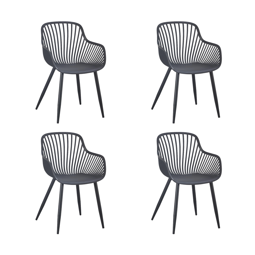 Set de 4 Sillas Victoria, Negro, con Espaldar Minimalista y Diseño Moderno