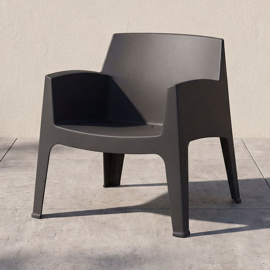 Set de 2 Sillas Lounge Coron, Negro, con Diseño Robusto y Minimalista, vista lateral